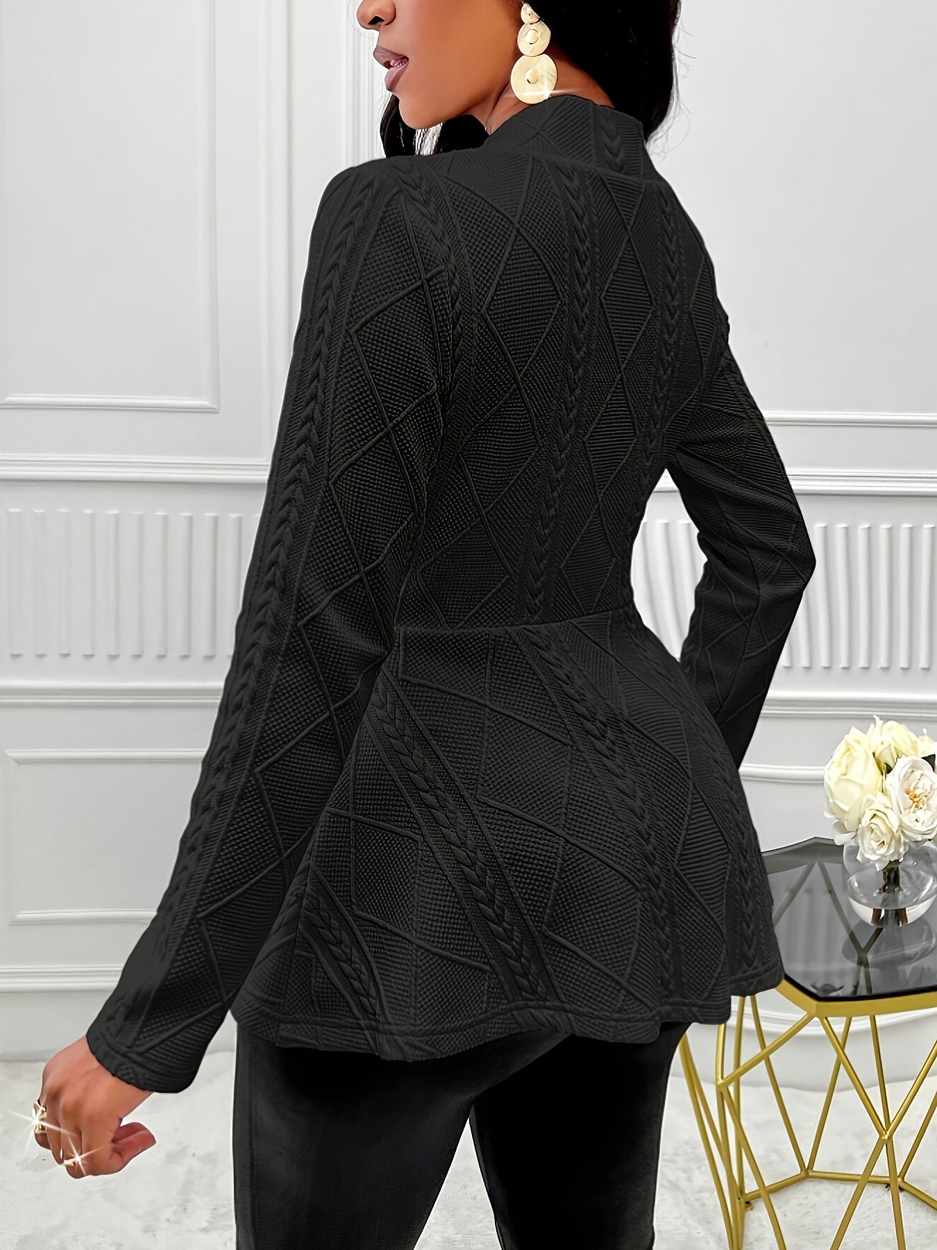 Elise | Plain textured long-sleeved blazer