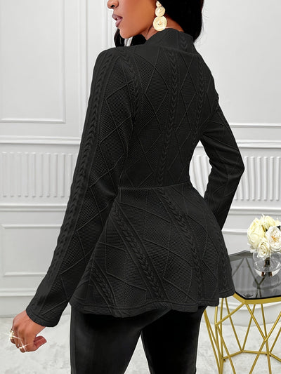 Elise | Plain textured long-sleeved blazer