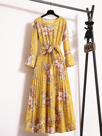 Noor | Maxi-jurk met bloemenprint en lange mouwen