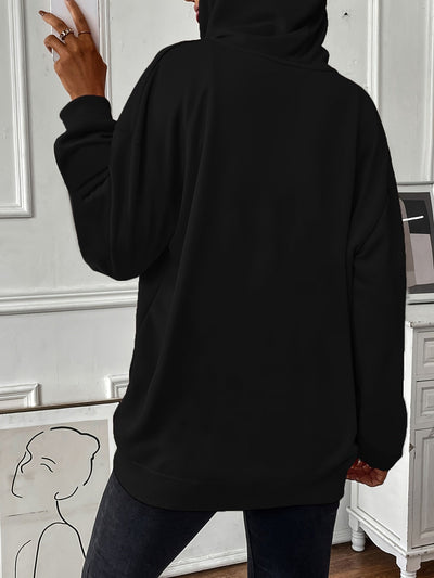 Stefanie | Stevige rits met trekkoord, losse hoodie met lange mouwen en zakken