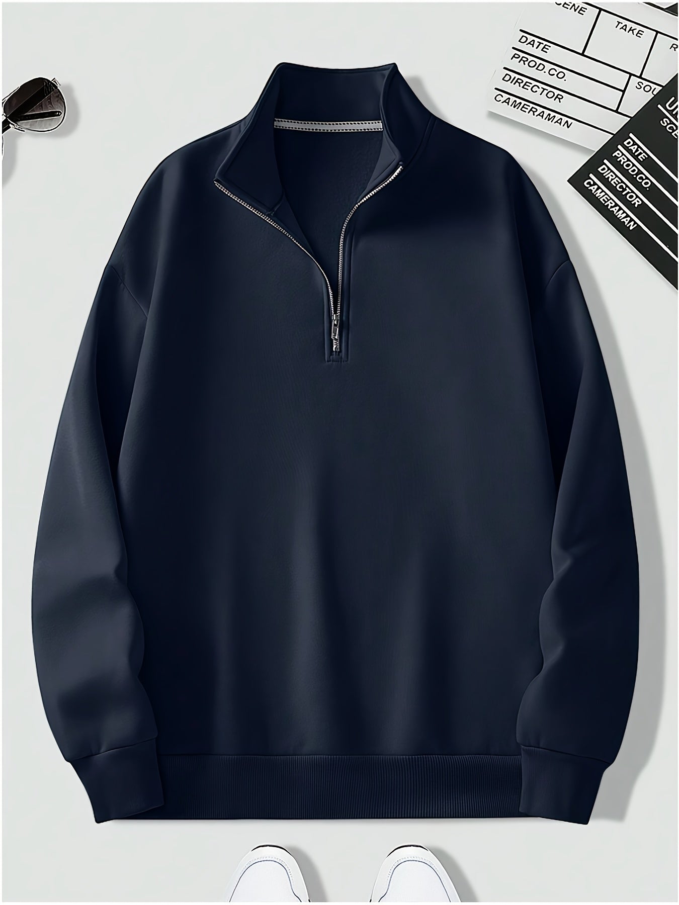 Mees | Casual sweatshirt met lichte stretch en kwart rits