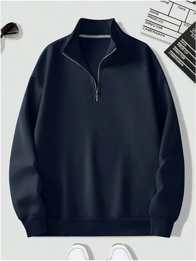 Mees | Casual sweatshirt met lichte stretch en kwart rits