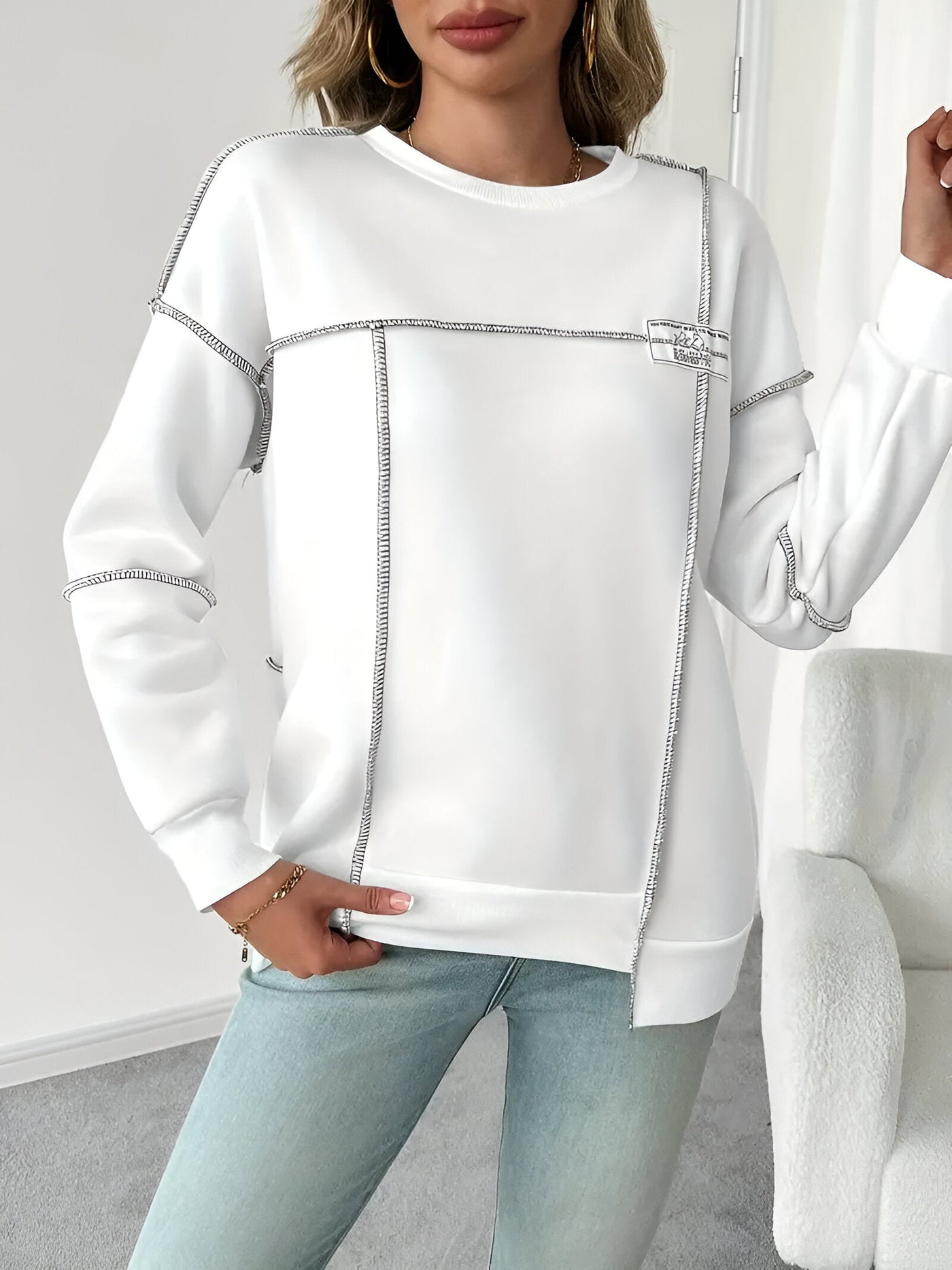 Céline - Asymmetrisch Geribd Sweatshirt met Capuchon