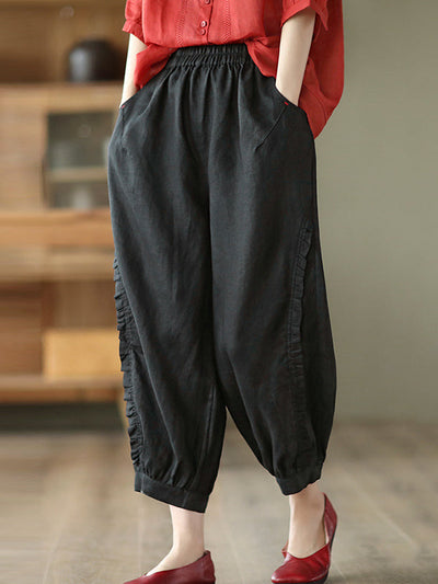 Chike - Ruffle Cropped Harem Pants