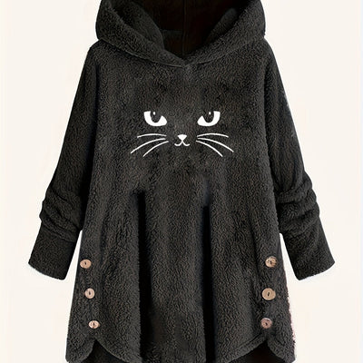 Sophie | Pluche hoodie met kattenprint