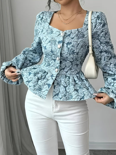 Benja - Elegante Bloementop met Ruches
