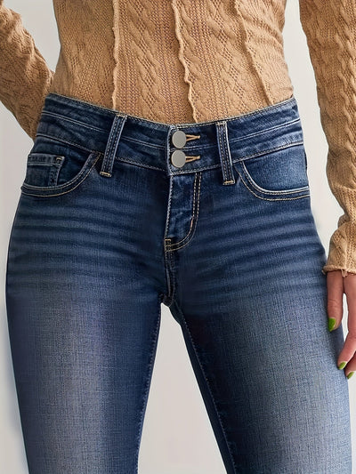Sophie | Casual flared denim broek met dubbele knoopsluiting