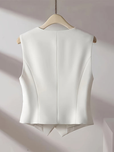 Eva | Effen mouwloos vest met V-hals en knoopsluiting