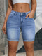 Sophie | Hoge taille denim shorts met gerolde zoom