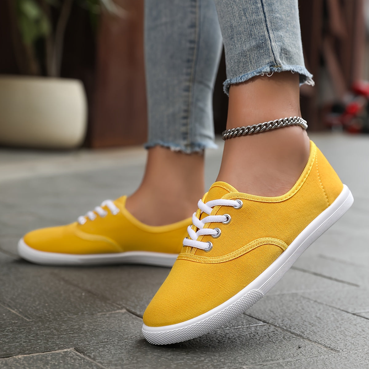 Sophie | Comfortabele lage canvas sneakers in wit