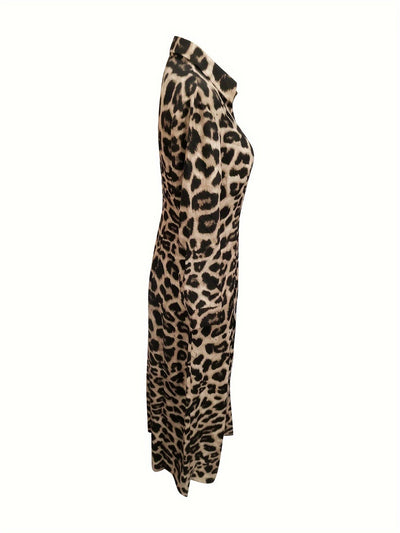 Emma | Maxi-jurk met luipaardprint en knopen