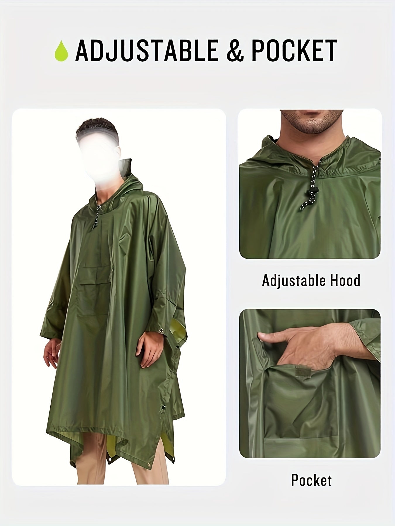 Sophie | Waterdichte lichtgewicht regenponcho met capuchon en zak
