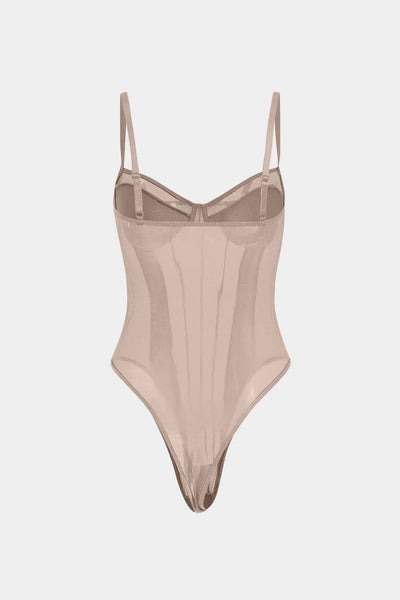 Celestia - Een verleidelijke doorschijnende mesh corset-body voor dames