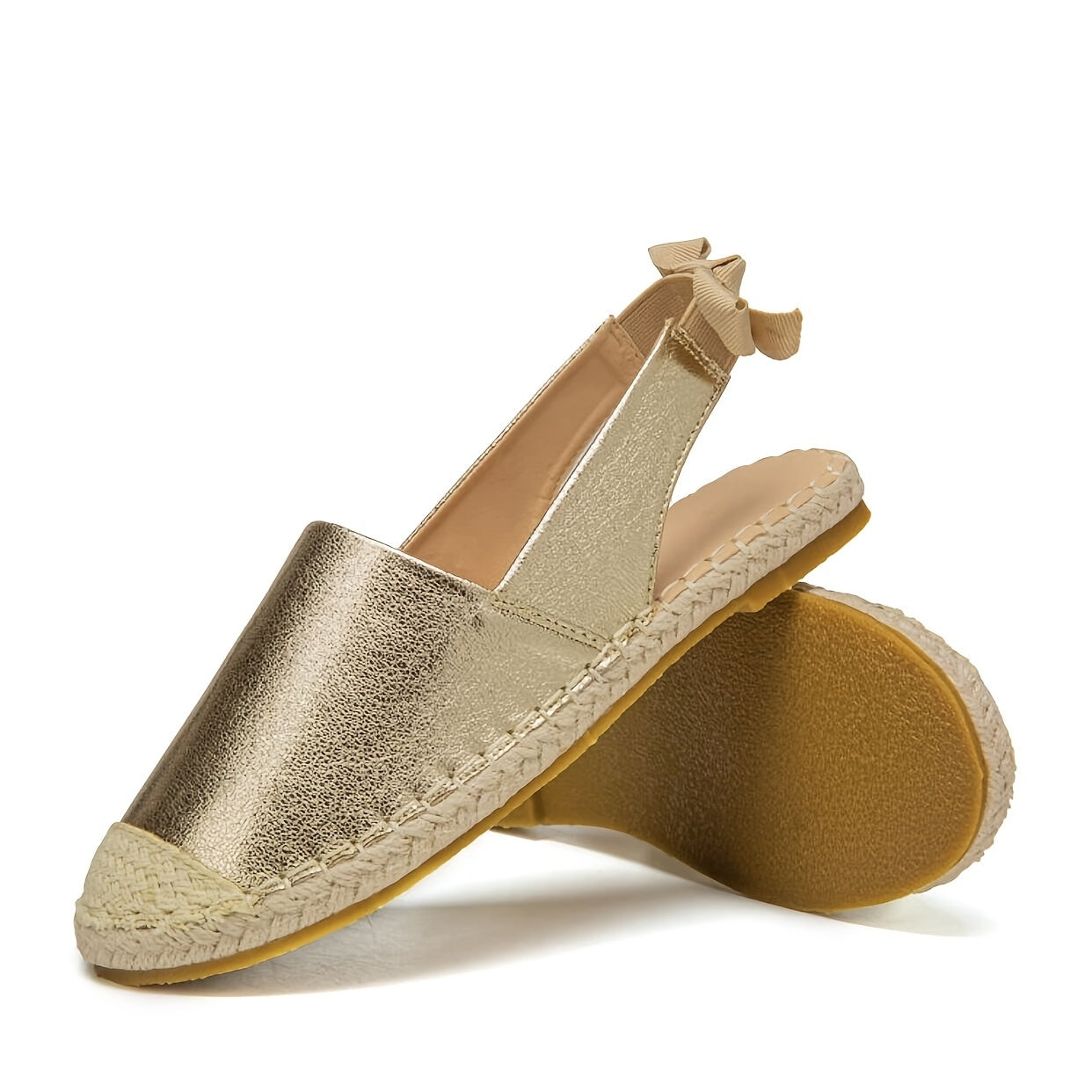 Elise | Gold-colored espadrilles with elastic slingback