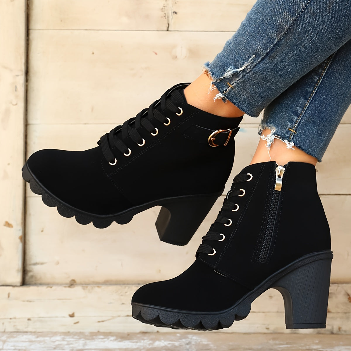 Femke | Plain color thick heel ankle boots
