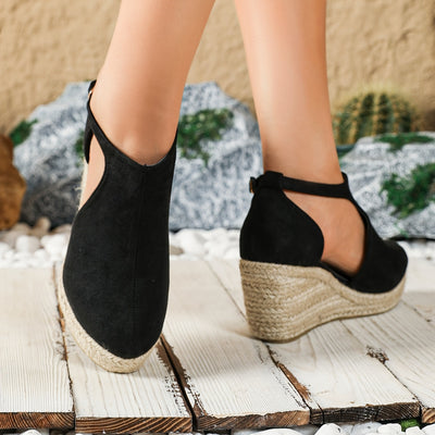 Elena | Elegant women's espadrille wedge heels with buckle closure