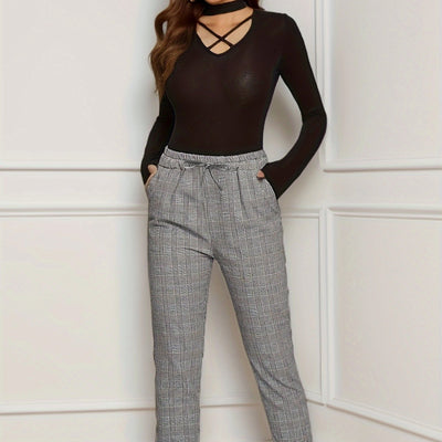 Jasmine | Checked print trousers with a tie belt