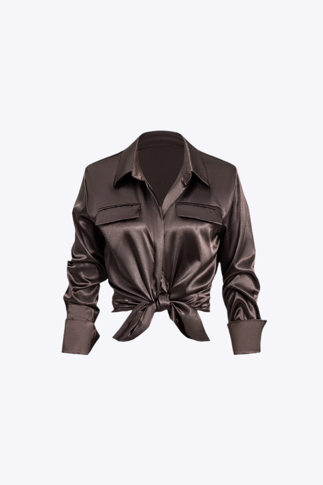 Niamh - Chic Satijn Textuur Dames Langemouw Shirt