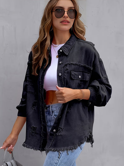 Chloe | Chique distressed denim jas voor dames