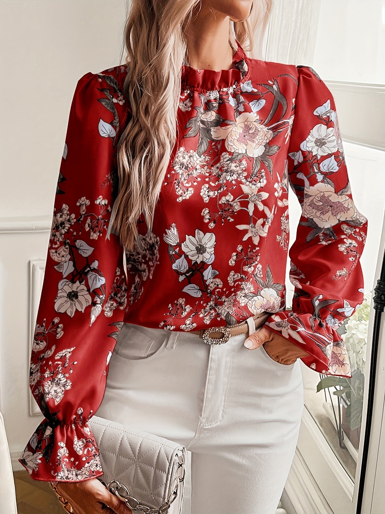 Sophie | Bloemenprint blouse met ruches