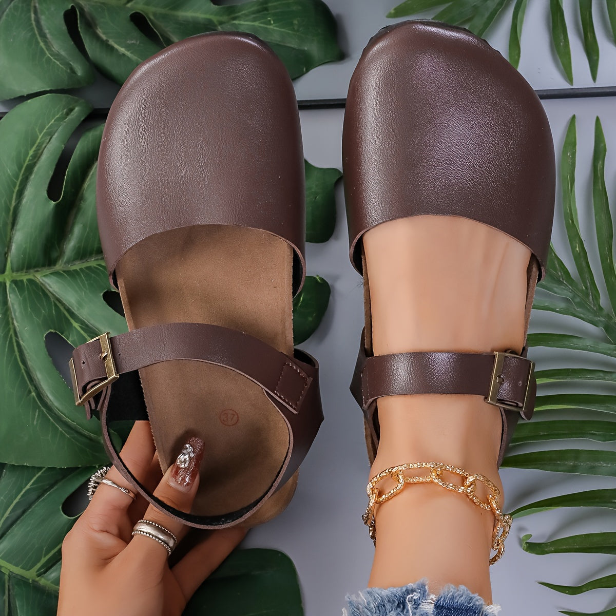 Lotte | Retro women's slingback sandals with cork and closed toe