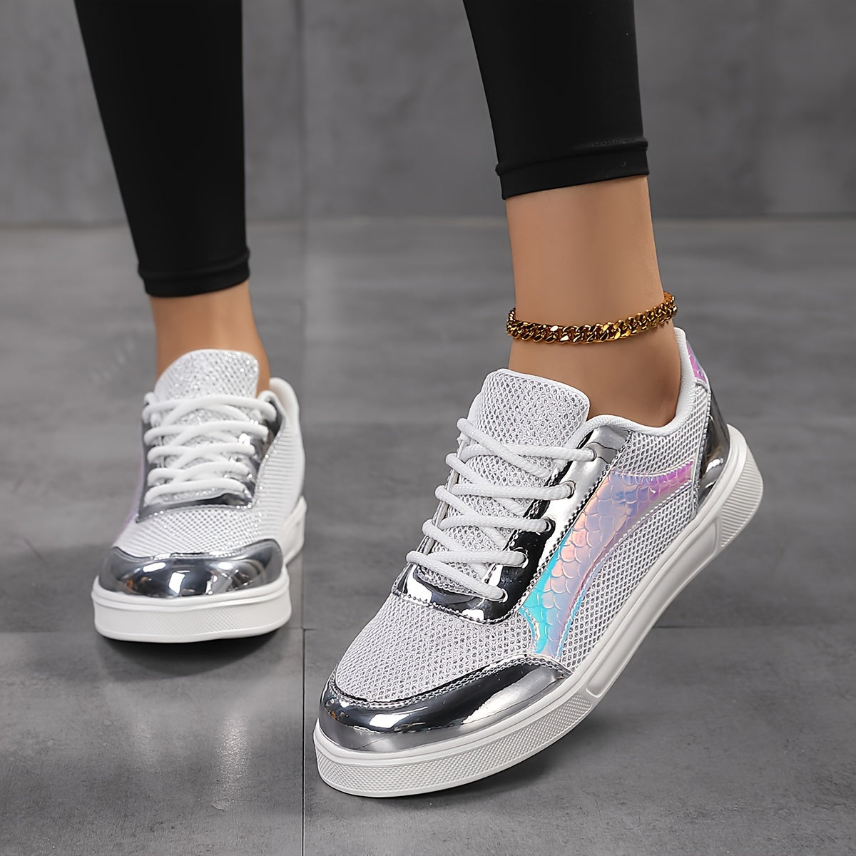 Fenna | Glitter sneakers met veters en comfortabele zool