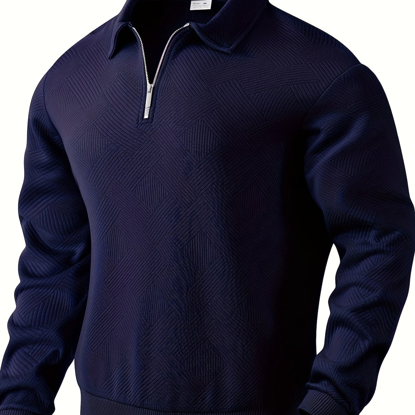 Daan | Geometrisch patroon pullover met rits en revers kraag