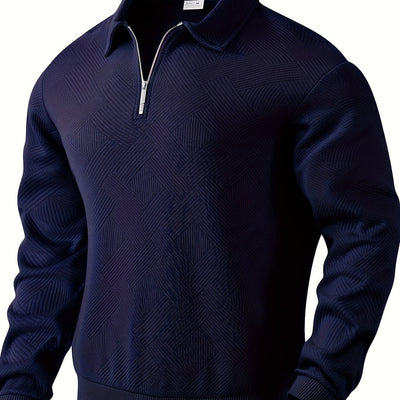 Daan | Geometrisch patroon pullover met rits en revers kraag