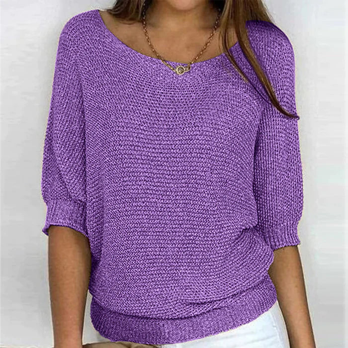 Gebreide dames top – Casual model met 3/4-mouwen