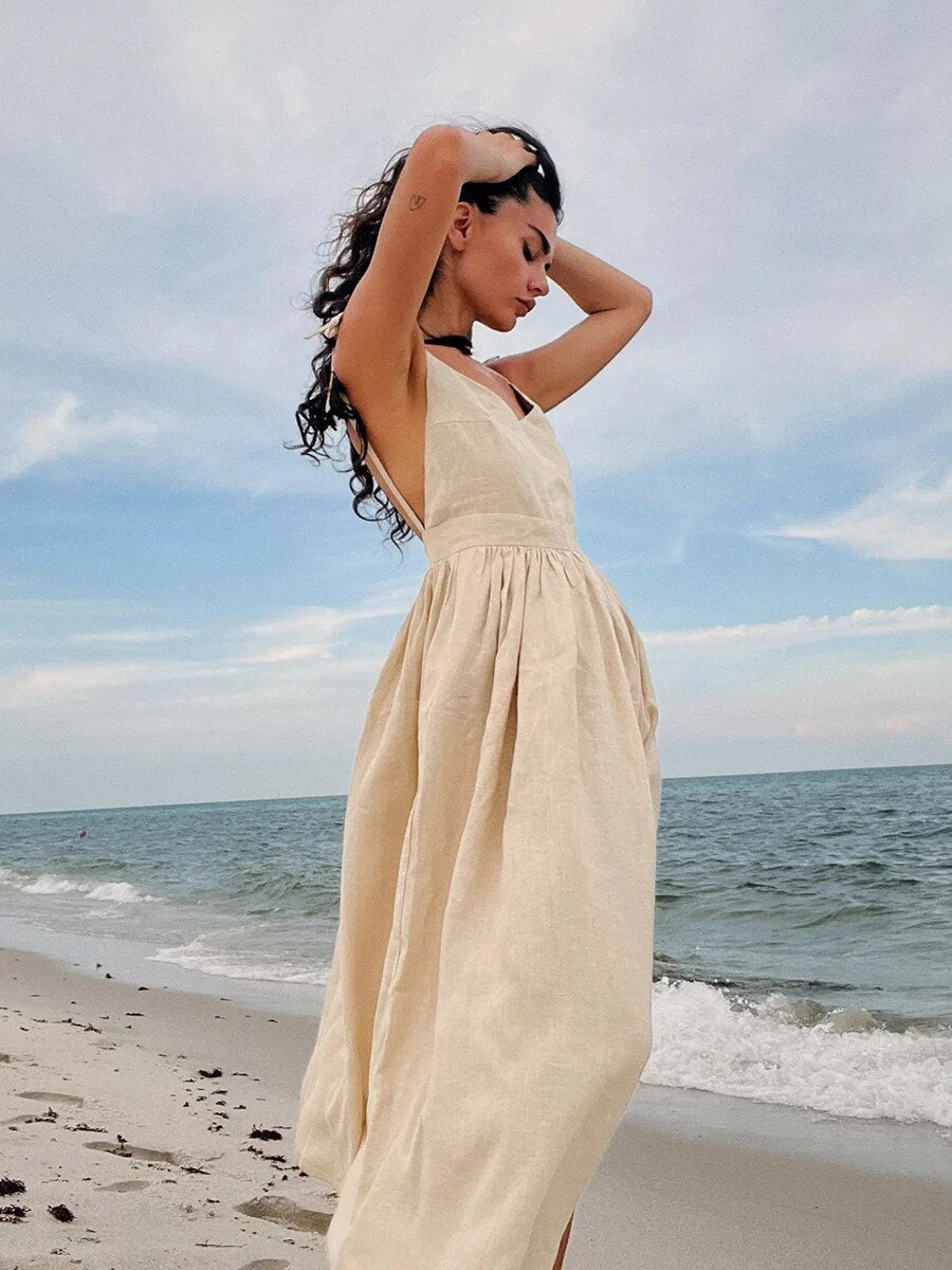 Desirae - casual strandjurk met open rug