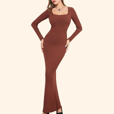 Sabina - Ultra Flattering  Shapewear Jurk met Lange Mouwen
