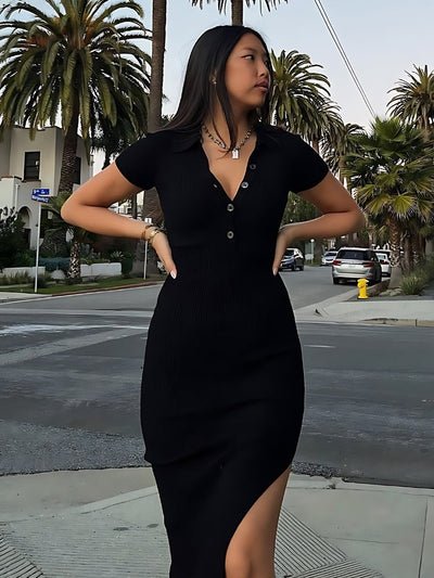 Cecilia | Elegante Midi Jurk met Split
