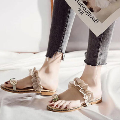 Livia - sandals with ruffles and pineapple details