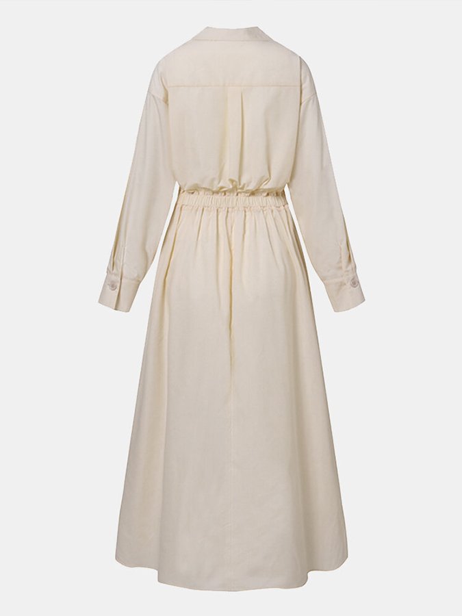 Kayla - elegante kraagstaander geplooide maxi-jurk