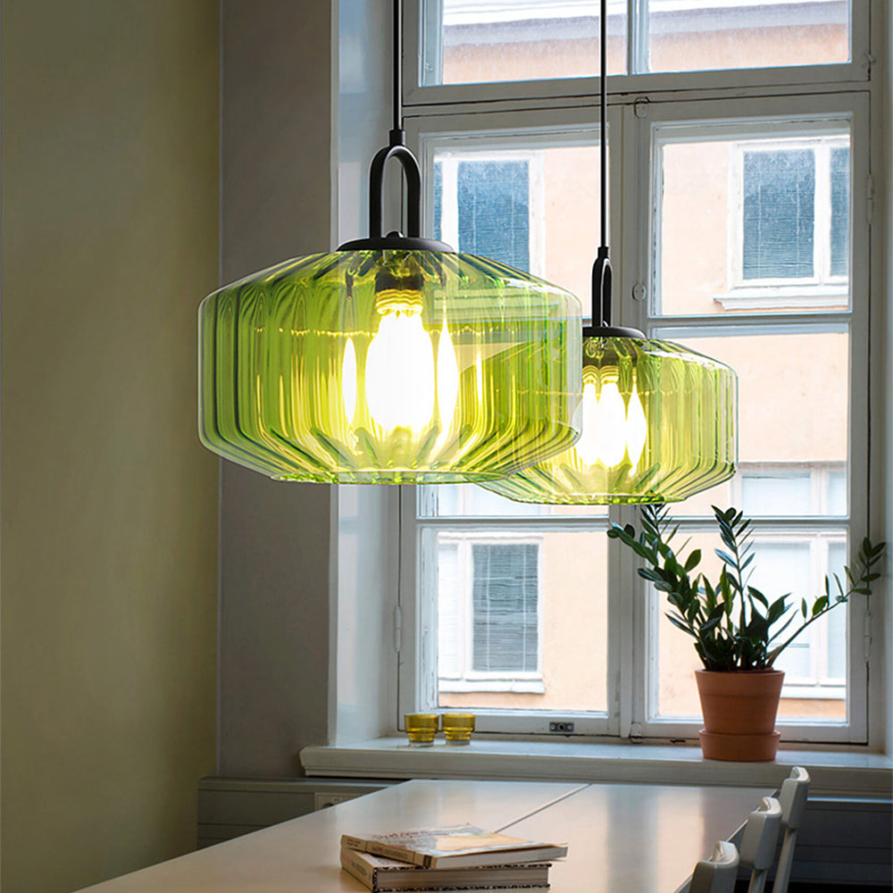 Minda - Mid Century Striped Glass Pendant Light