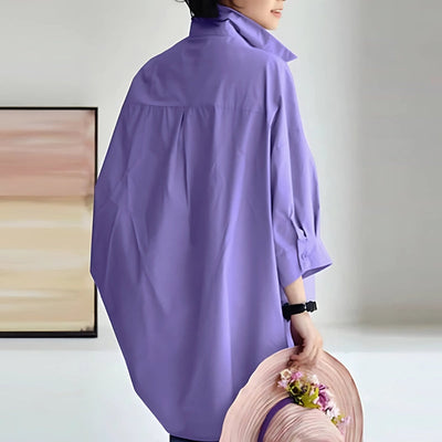 Eliene | Oversized Damesblouse met Reverskraag en Lange Mouwen