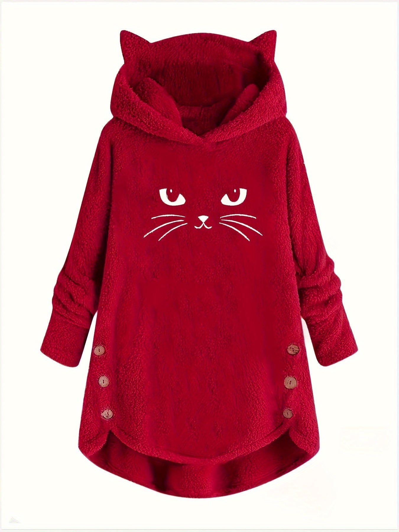 Sophie | Pluche hoodie met kattenprint