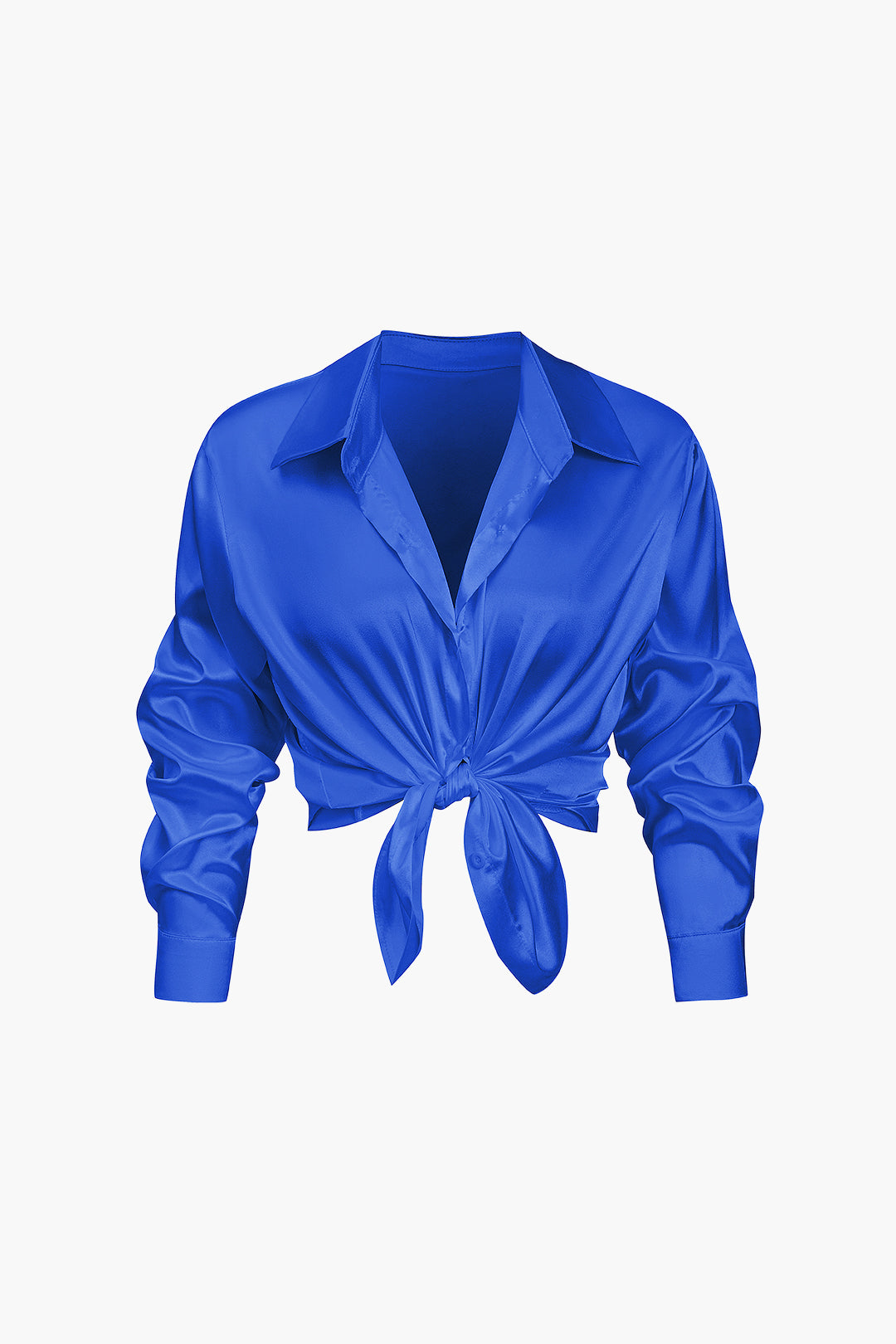 Lillian - Basic Plain Satin Women's Long Sleeve Shirt
