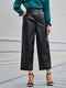 Evelien | Solid color faux leather pants with a high waist and straight legs