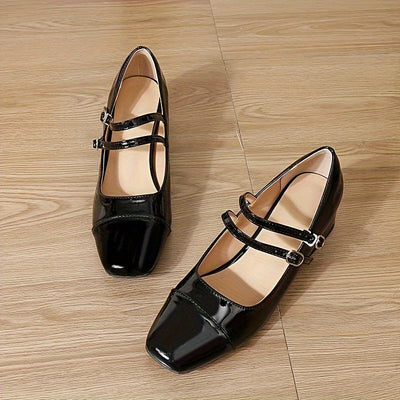 Elena | Elegant women's pumps with a square toe and a thick heel