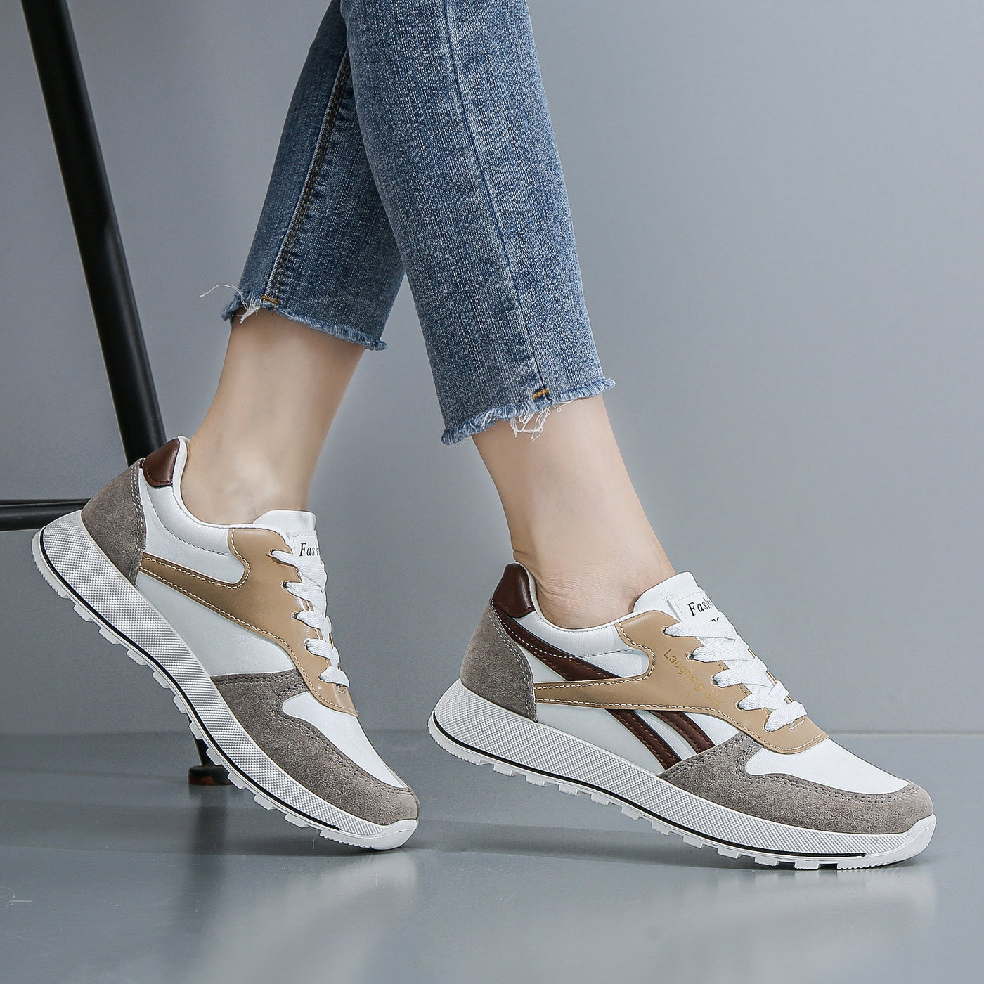 Sophie | Dames colorblock casual sneakers met vetersluiting