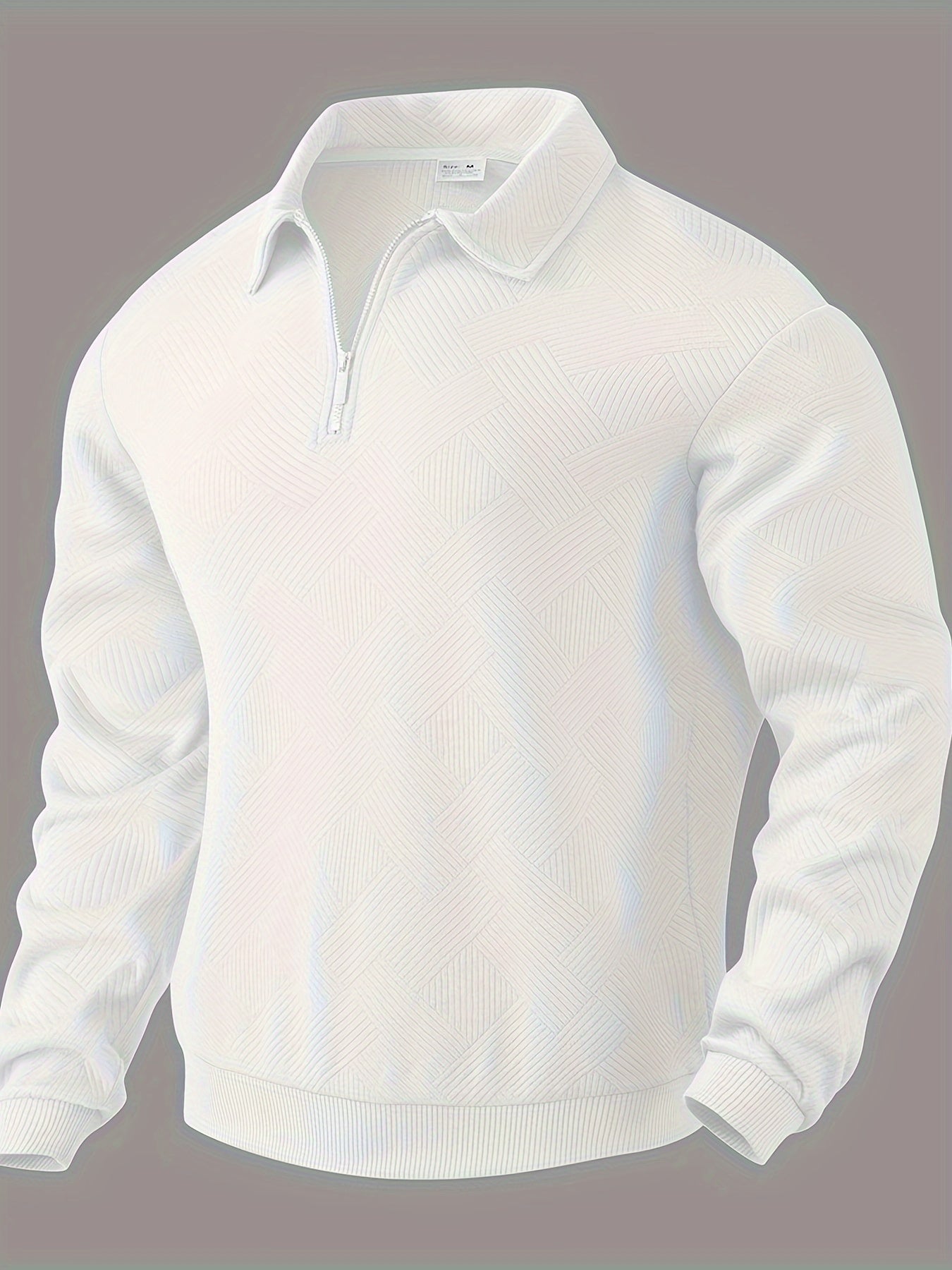Daan | Geometrisch patroon pullover met rits en revers kraag