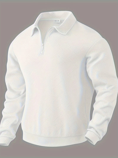 Daan | Geometrisch patroon pullover met rits en revers kraag