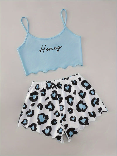 Sophie | Sexy luipaard & letter print pyjama set