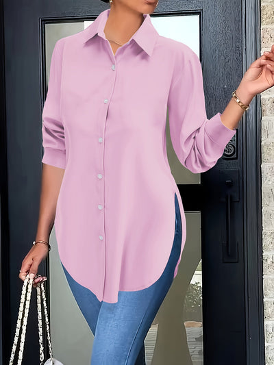 Elise | Elegant blouse with split button closure and long sleeves