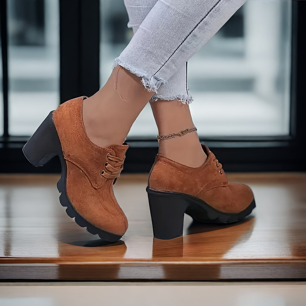 Lotte | Plain color casual pumps with lace-up closure