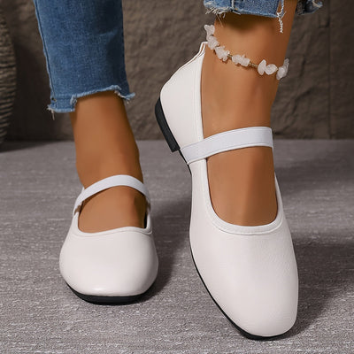 Elena | Elegant white Mary Jane ballerinas