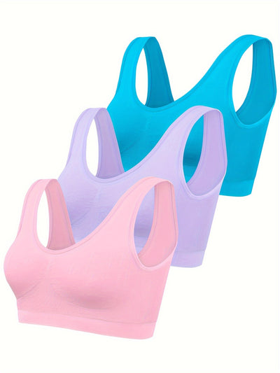 Sophie | Set van 3 effen tanktops & naadloze sport-bh