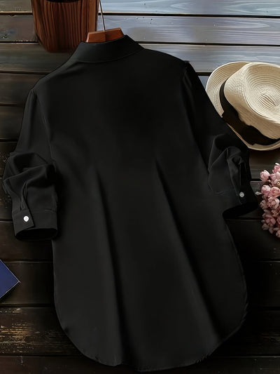 Elise | Plain blouse with buttons and elegant slit