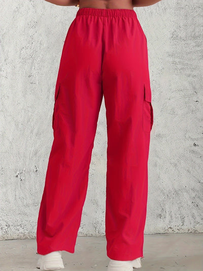 Fay | Hoge taille cargo broek in effen kleur